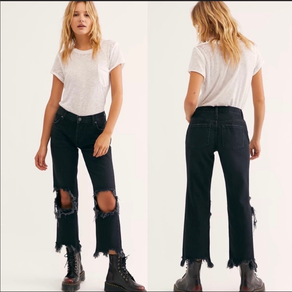 Free people distressed black jeans